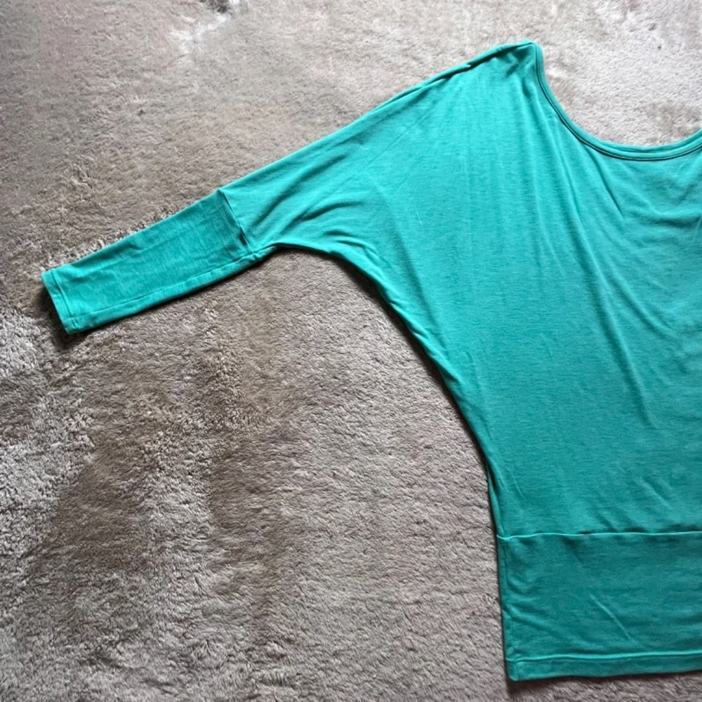 Women's Turquoise Batwing Workout Yoga Top Blouse L/S Loose Fit Athletic - Picture 5 of 12